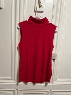 croft & barrow Sleeveless Red Mock Neck Tank